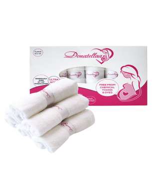 Bamboo White Washcloth 25x25 cm 6 Ultra-Soft washcloth for Sensitive and Delicate Skin